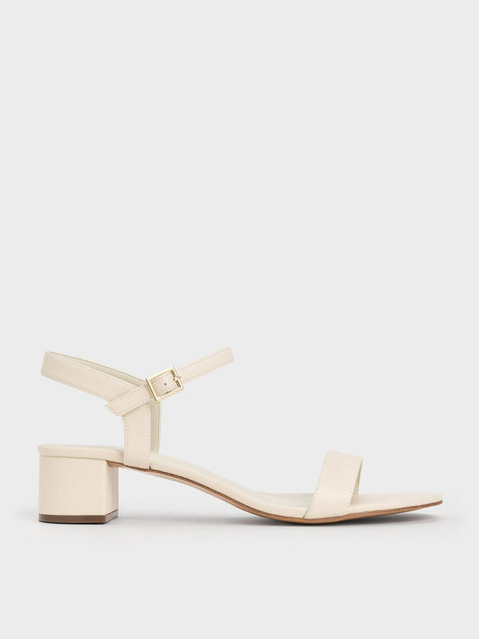 CHARLES & KEITH Classic / Alec Block-Heel Ankle-Strap Sandals - White