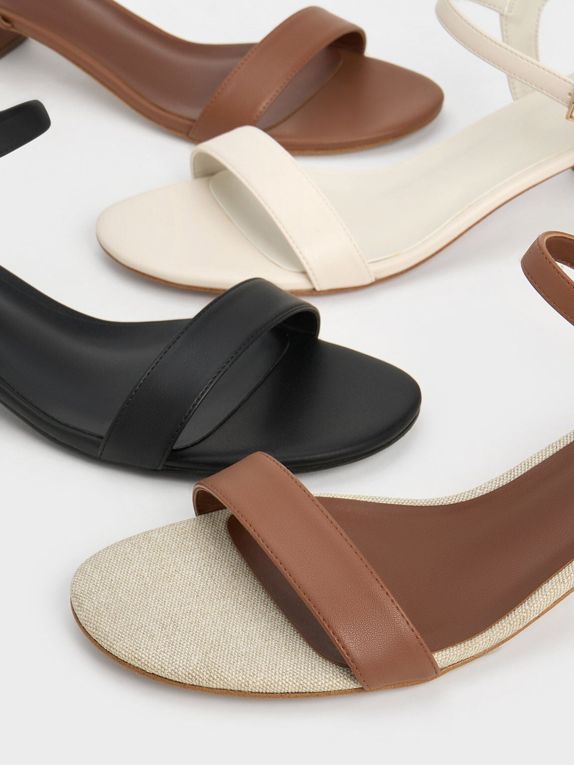 CHARLES & KEITH Classic / Alec Block-Heel Ankle-Strap Sandals - White