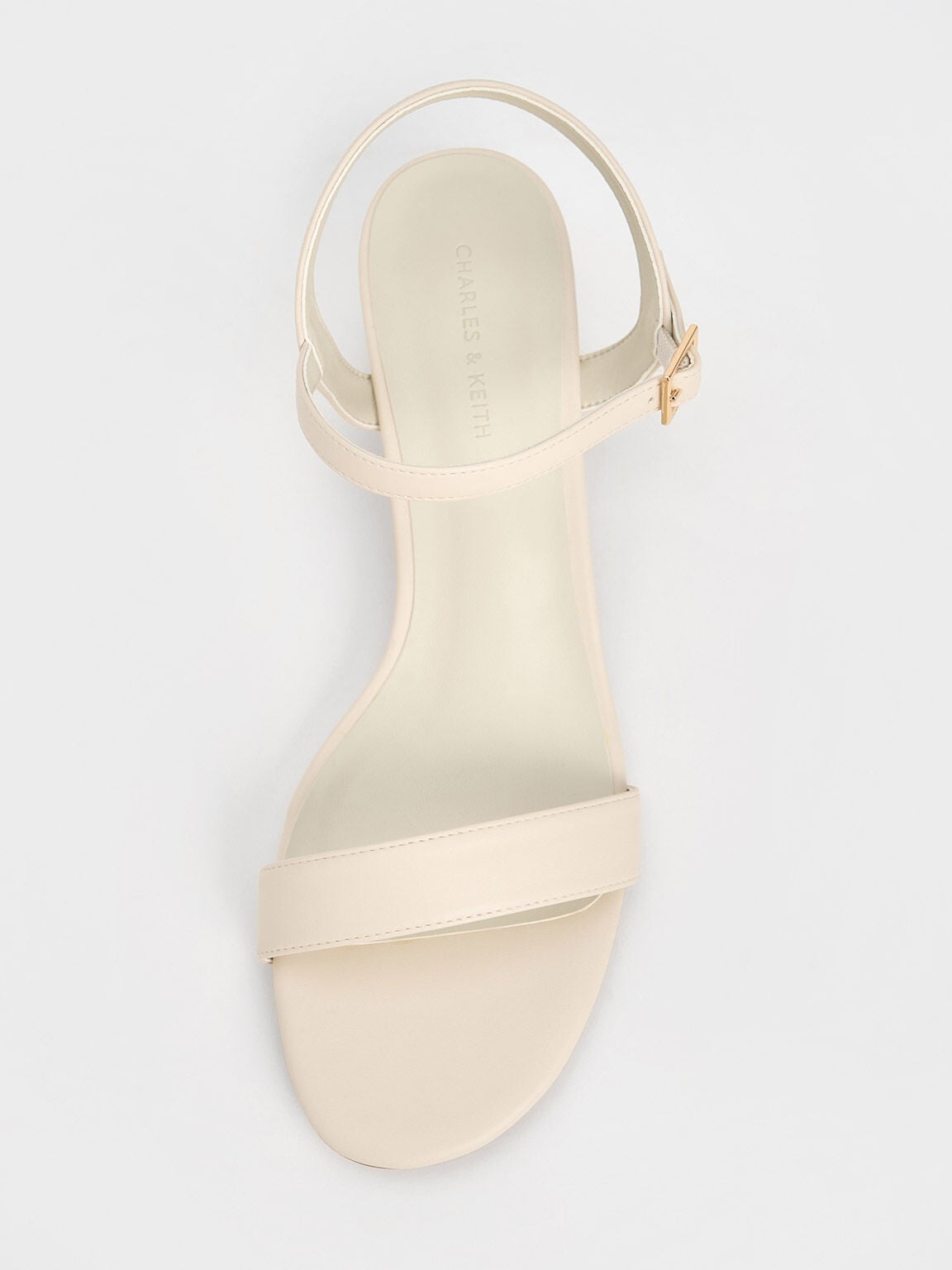 CHARLES & KEITH Classic / Alec Block-Heel Ankle-Strap Sandals - White
