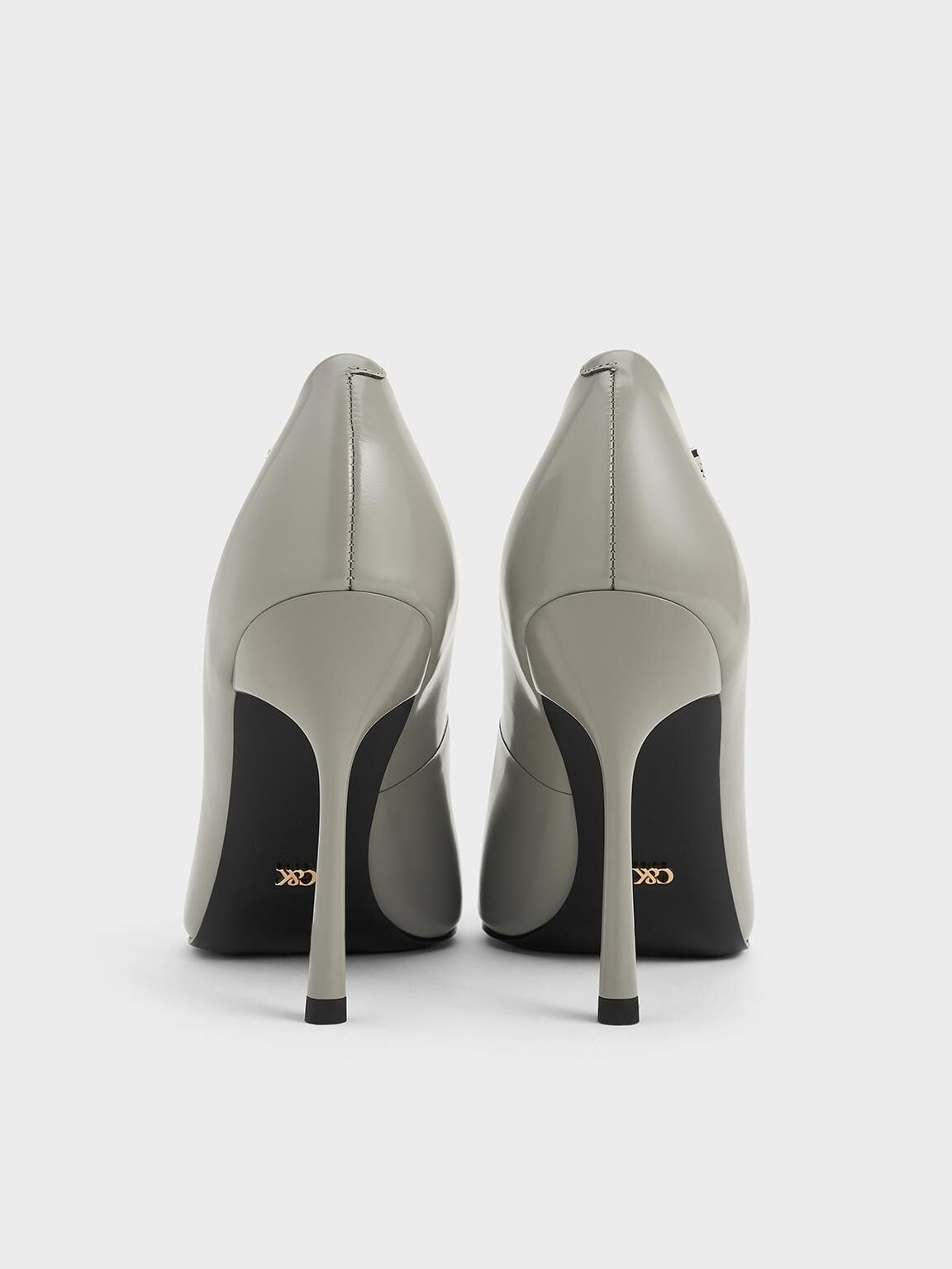 CHARLES & KEITH Trusted / Kyra Leather Pointed-Toe Pumps - Grey