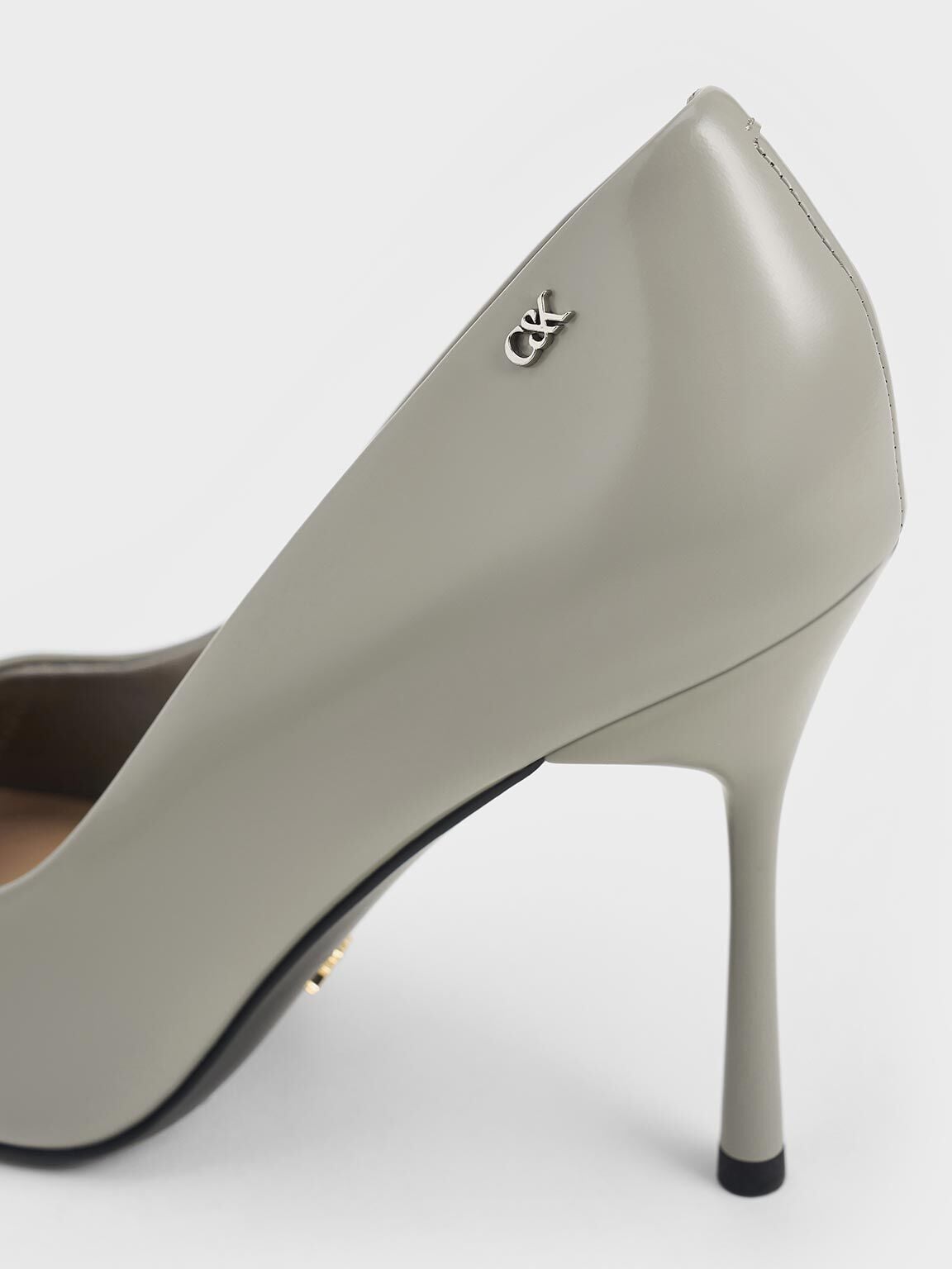 CHARLES & KEITH Trusted / Kyra Leather Pointed-Toe Pumps - Grey