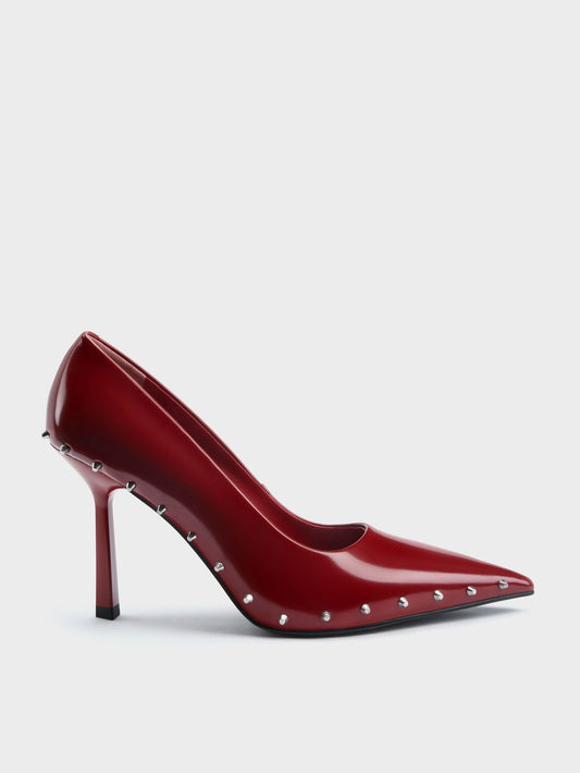 CHARLES & KEITH Sale / Coralie Studded Pointed Pumps - Red