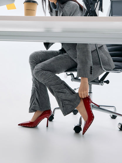 CHARLES & KEITH Sale / Coralie Studded Pointed Pumps - Red