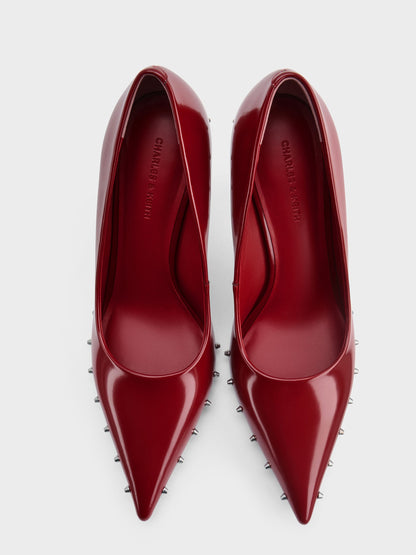 CHARLES & KEITH Sale / Coralie Studded Pointed Pumps - Red