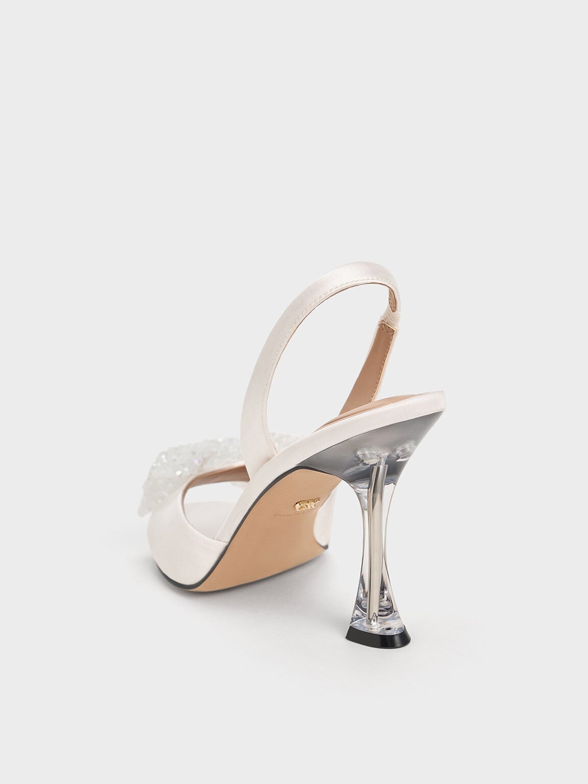 CHARLES & KEITH Sale / Beaded Bow Slingback Pumps - White
