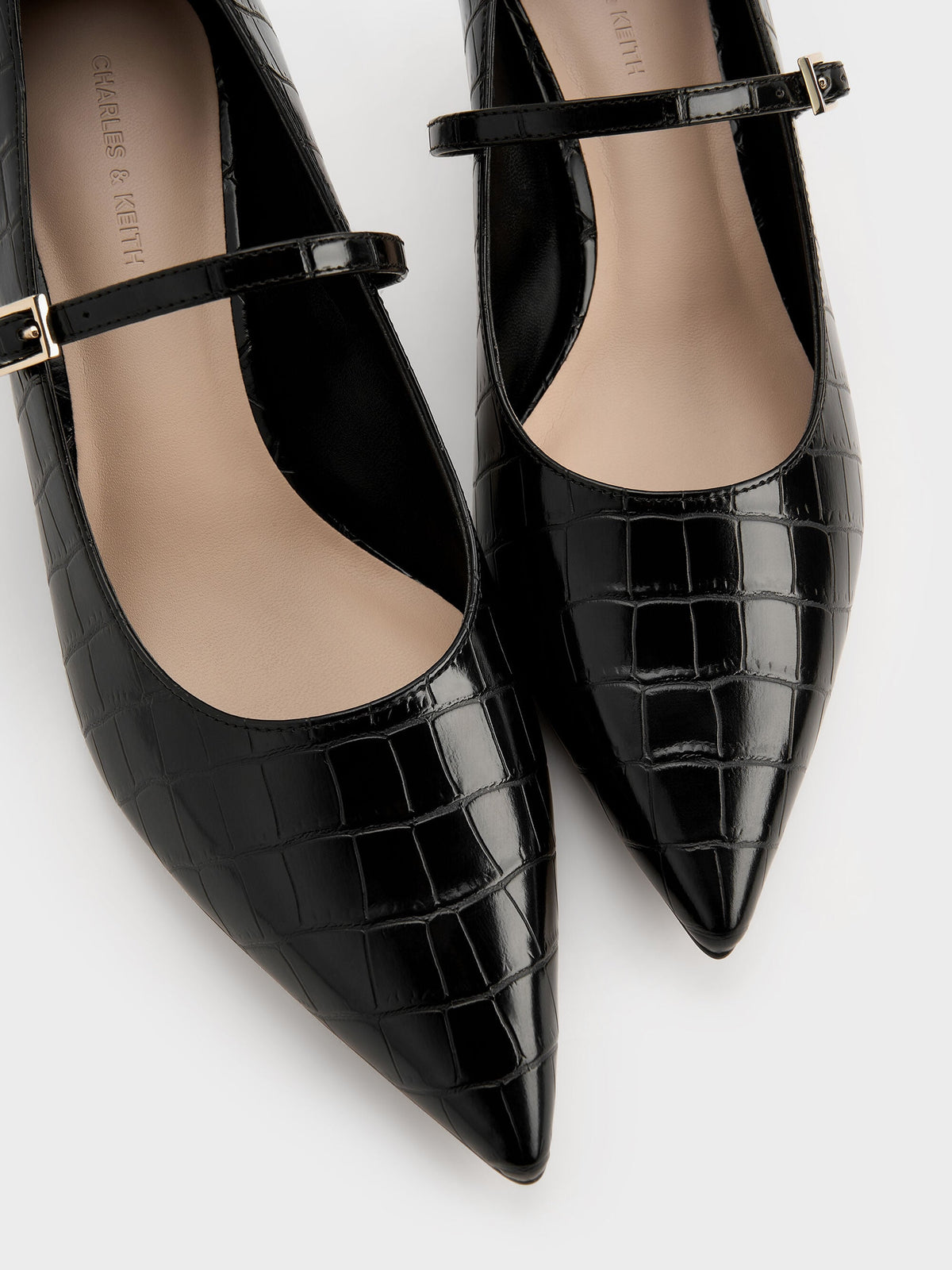 CHARLES & KEITH Featured / Luciana Croc-Effect Mary Jane Pumps - Animal Print Black