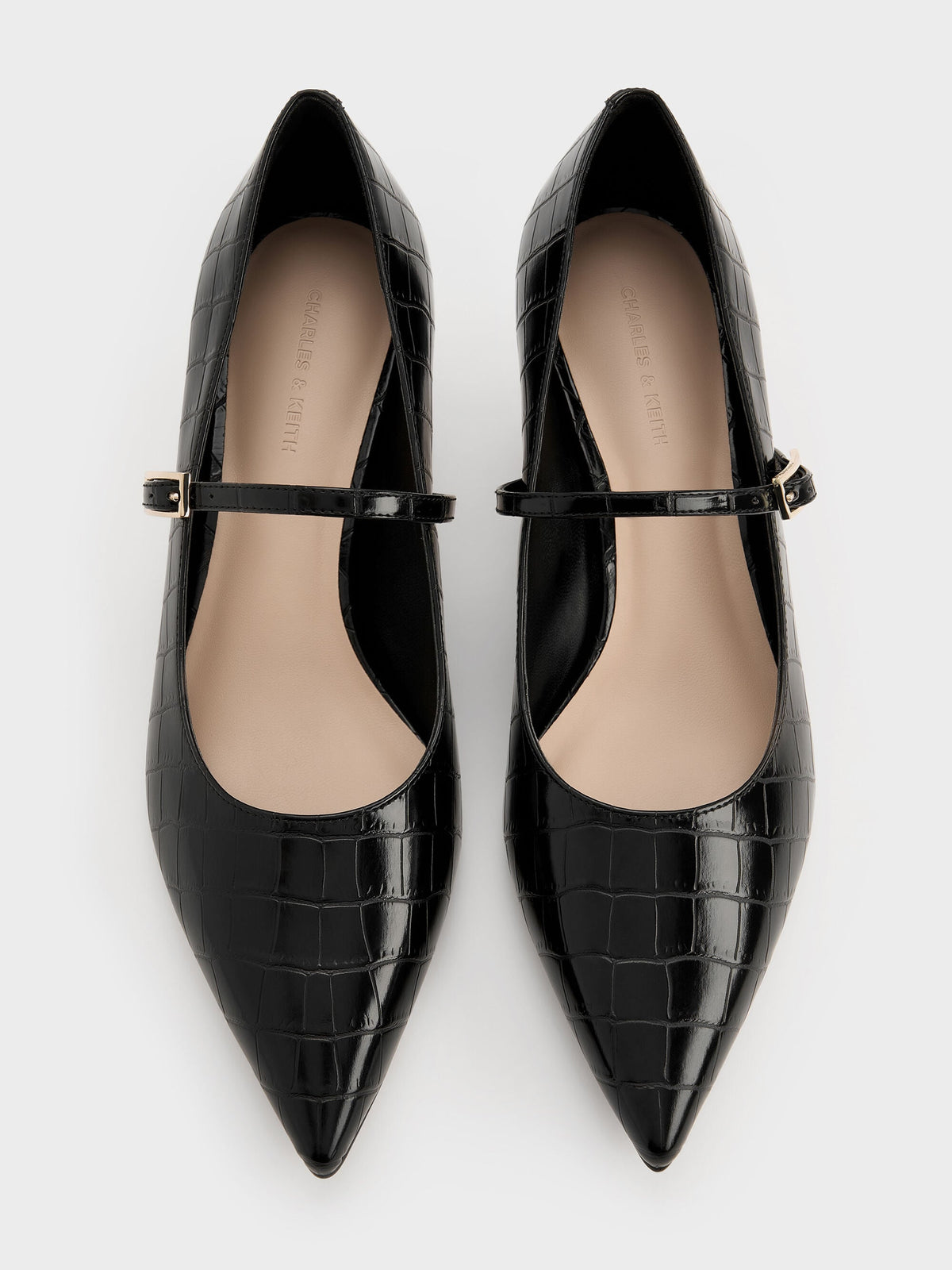 CHARLES & KEITH Featured / Luciana Croc-Effect Mary Jane Pumps - Animal Print Black