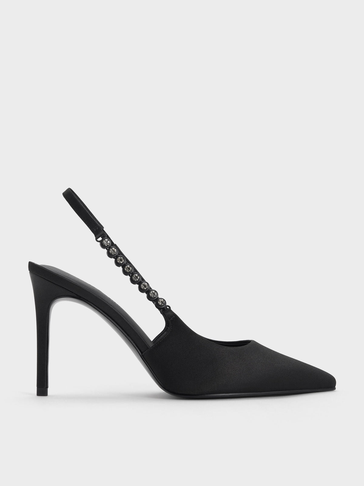 CHARLES & KEITH Customer Favorite / Flores Gem-Strap Slingback Pumps - Black
