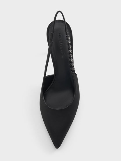 CHARLES & KEITH Customer Favorite / Flores Gem-Strap Slingback Pumps - Black