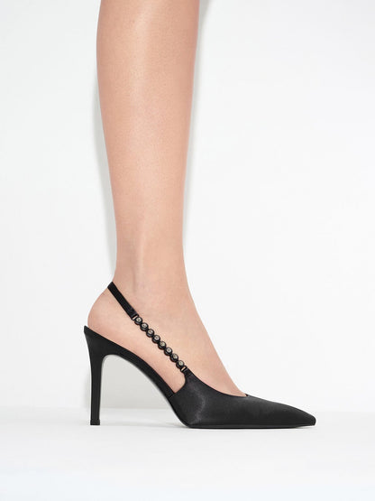 CHARLES & KEITH Customer Favorite / Flores Gem-Strap Slingback Pumps - Black