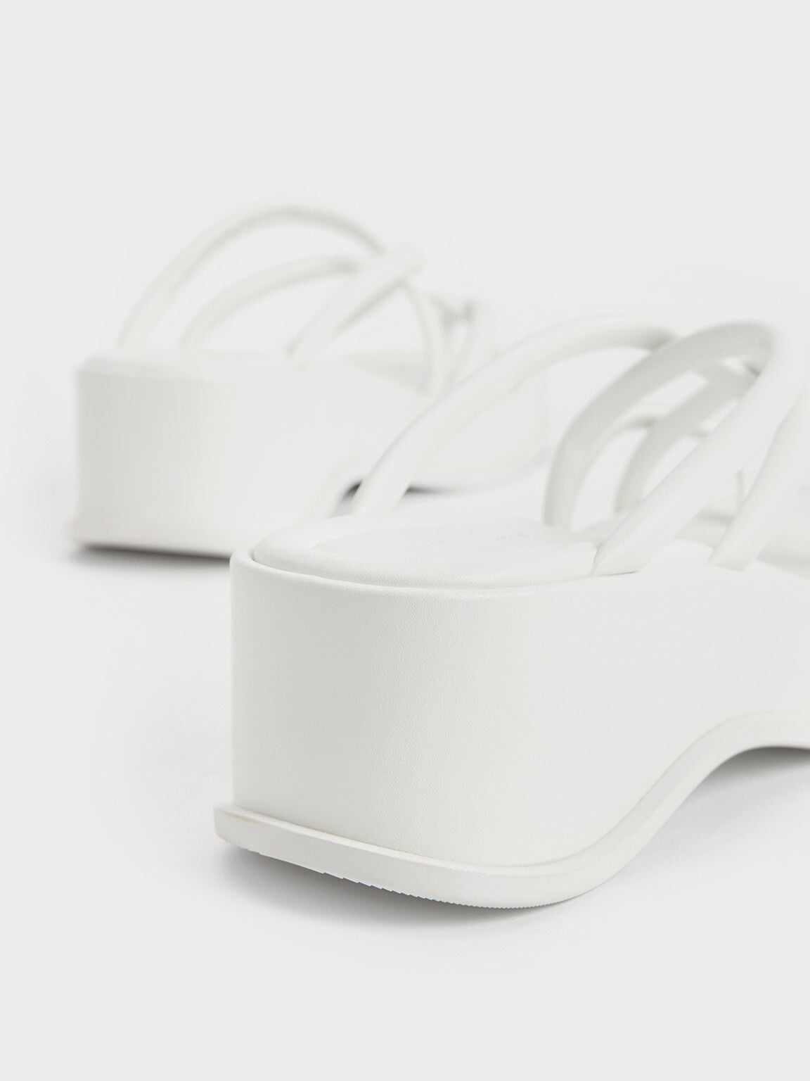 CHARLES & KEITH Latest / Strappy Tubular Wedge Sandals - White