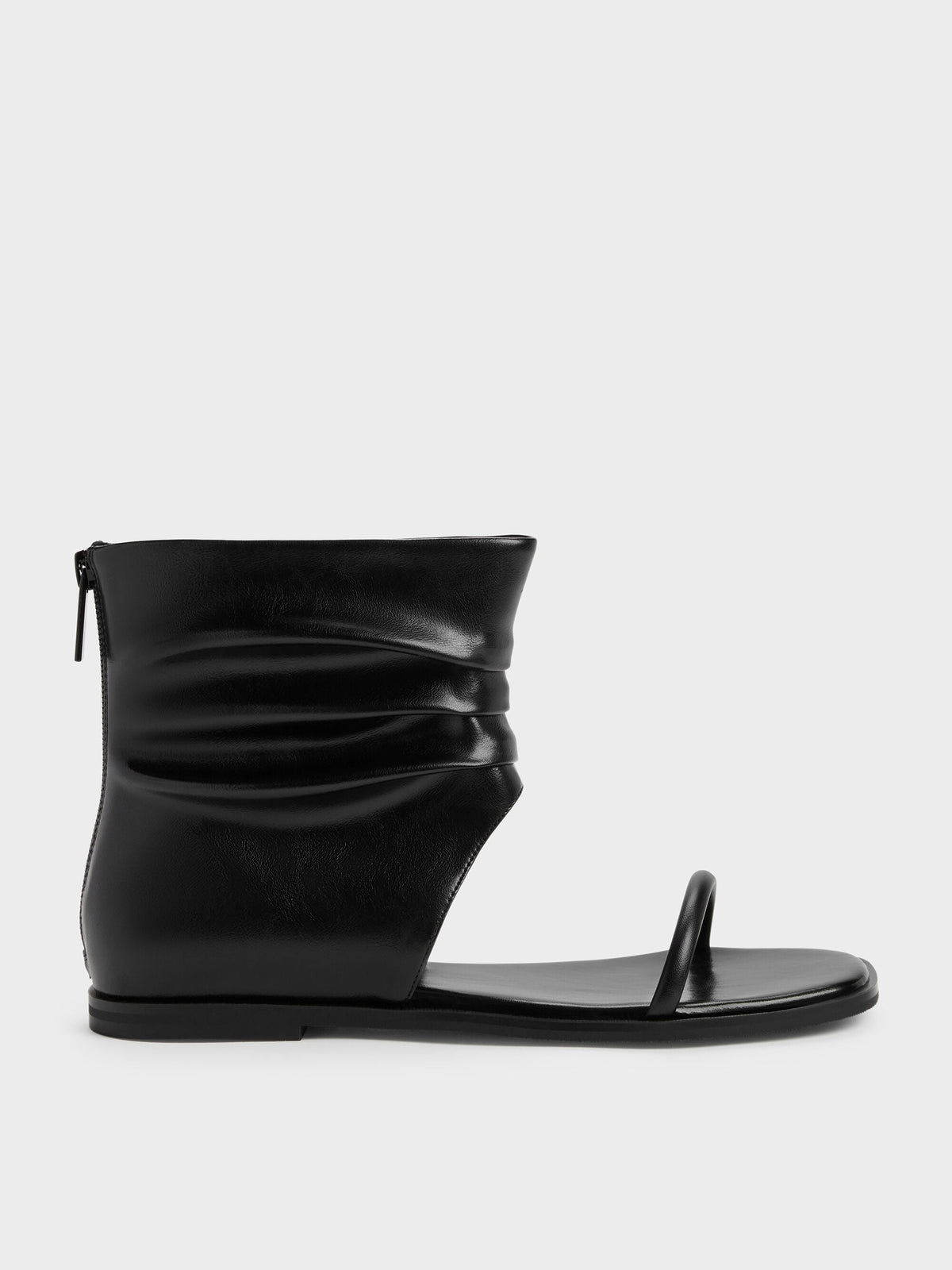 CHARLES & KEITH Quality / Joplin Ruched Boot Sandals - Black