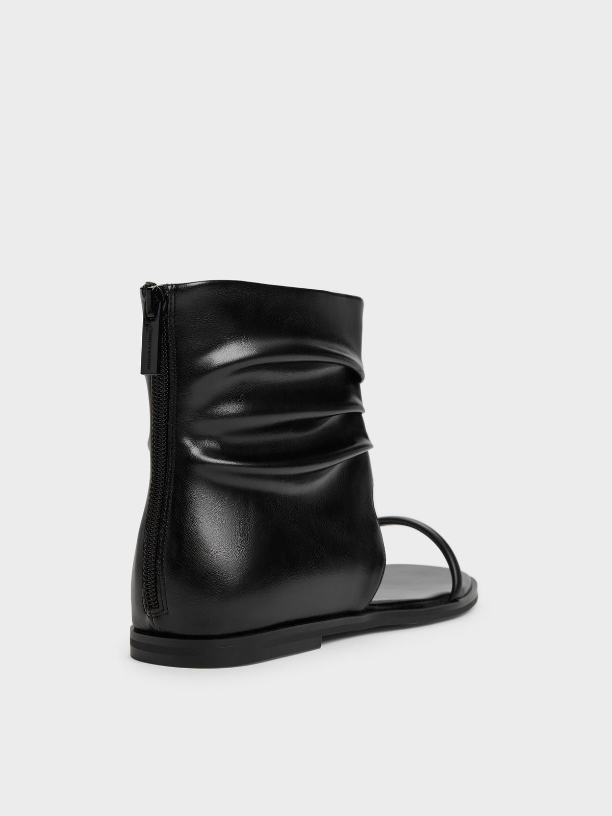 CHARLES & KEITH Quality / Joplin Ruched Boot Sandals - Black