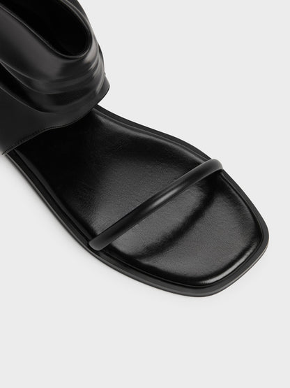 CHARLES & KEITH Quality / Joplin Ruched Boot Sandals - Black