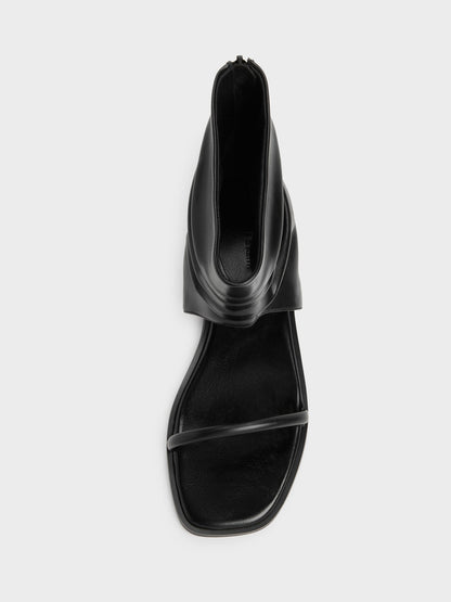 CHARLES & KEITH Quality / Joplin Ruched Boot Sandals - Black