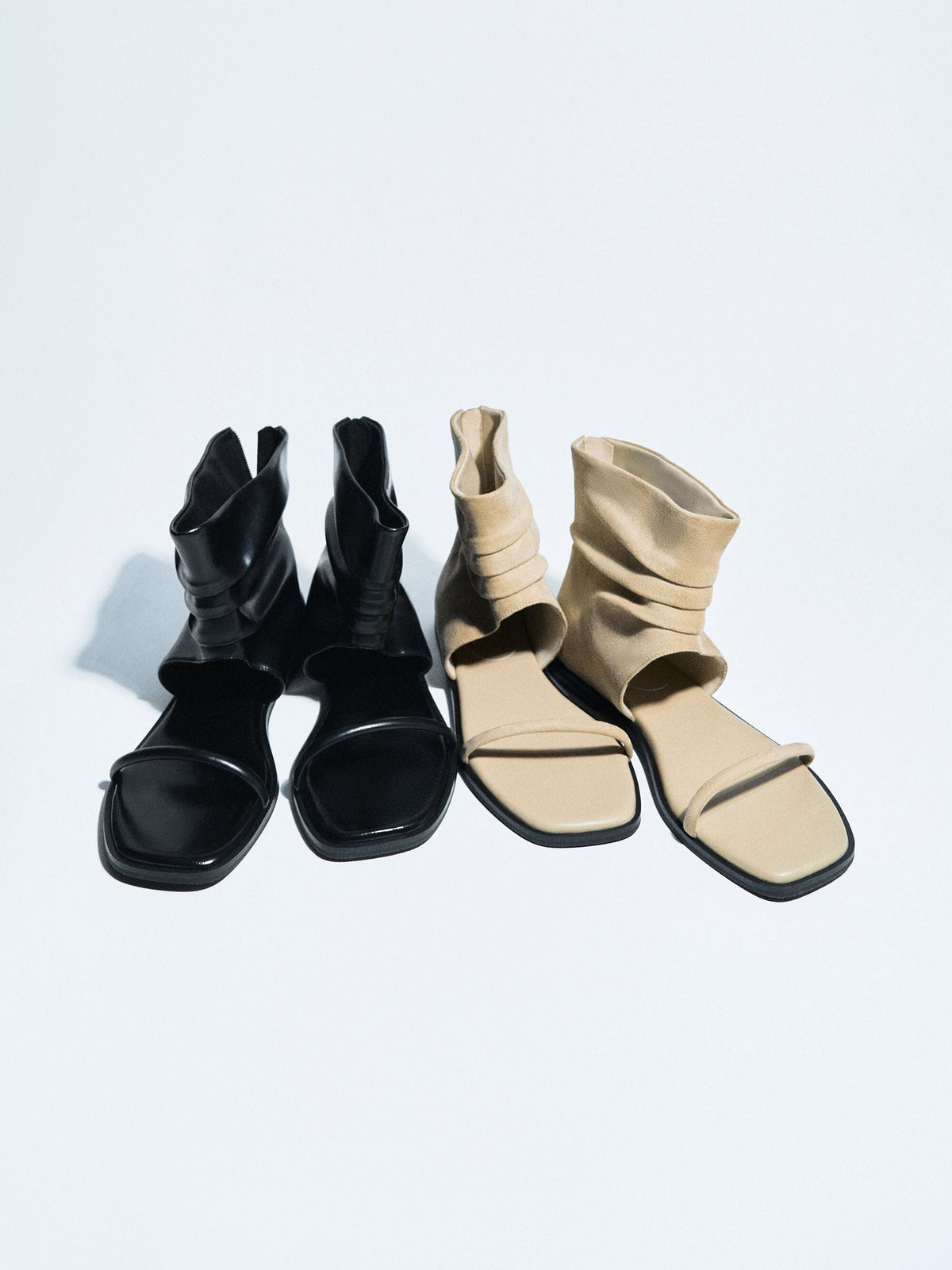 CHARLES & KEITH Quality / Joplin Ruched Boot Sandals - Black