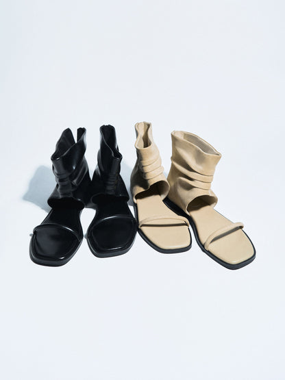 CHARLES & KEITH Quality / Joplin Ruched Boot Sandals - Black