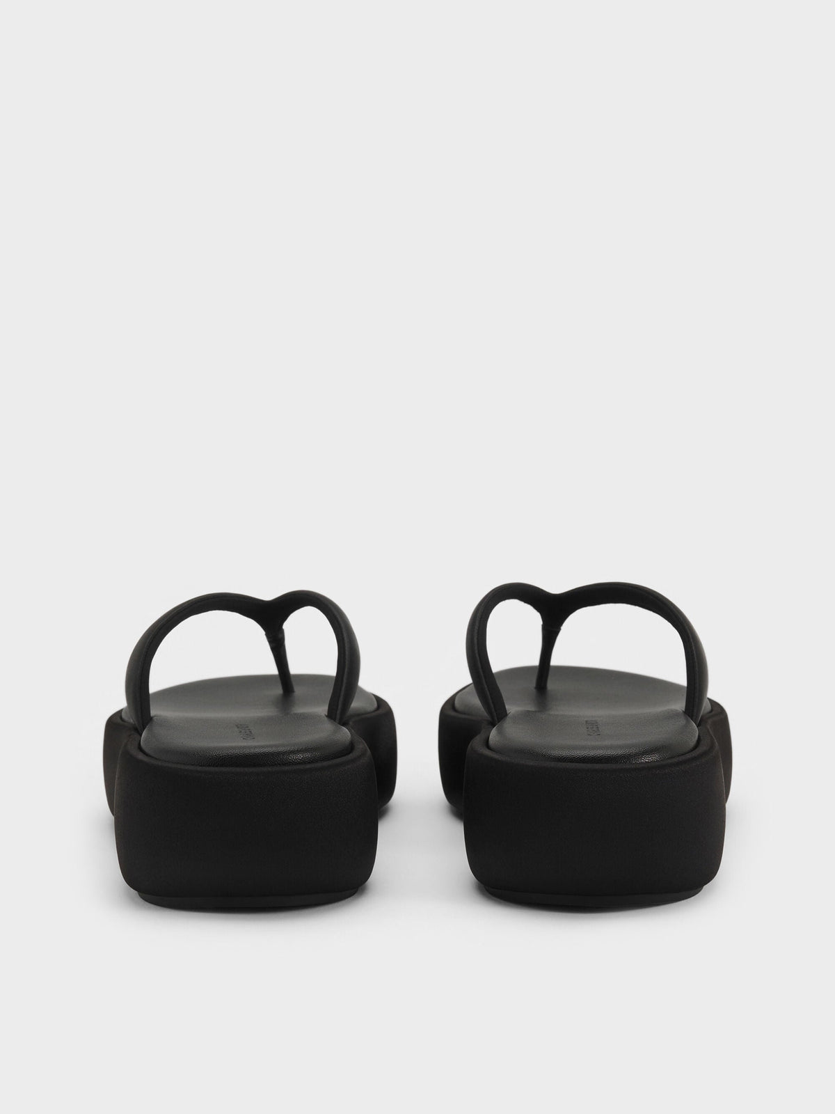 CHARLES & KEITH Essential / Satin Thong Flatform Sandals - Black Textured