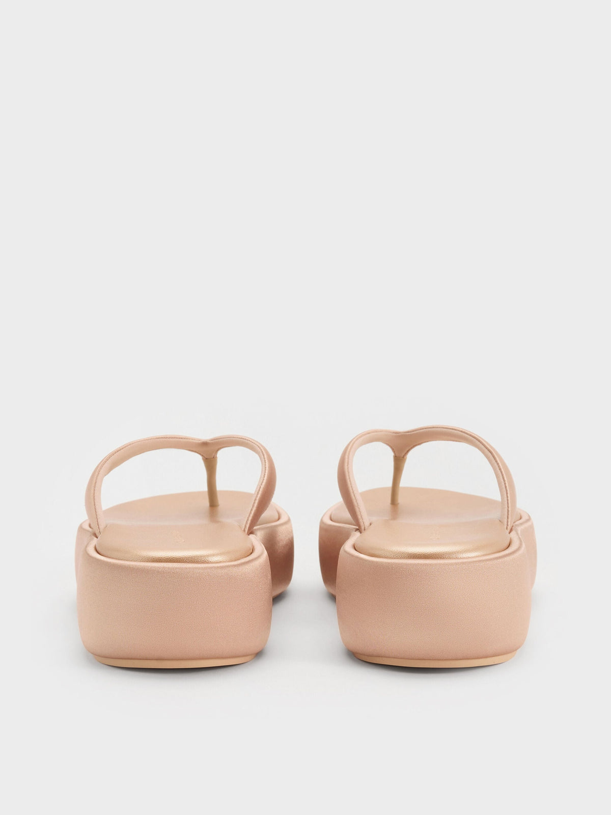 CHARLES & KEITH Classic / Satin Thong Flatform Sandals - Nude