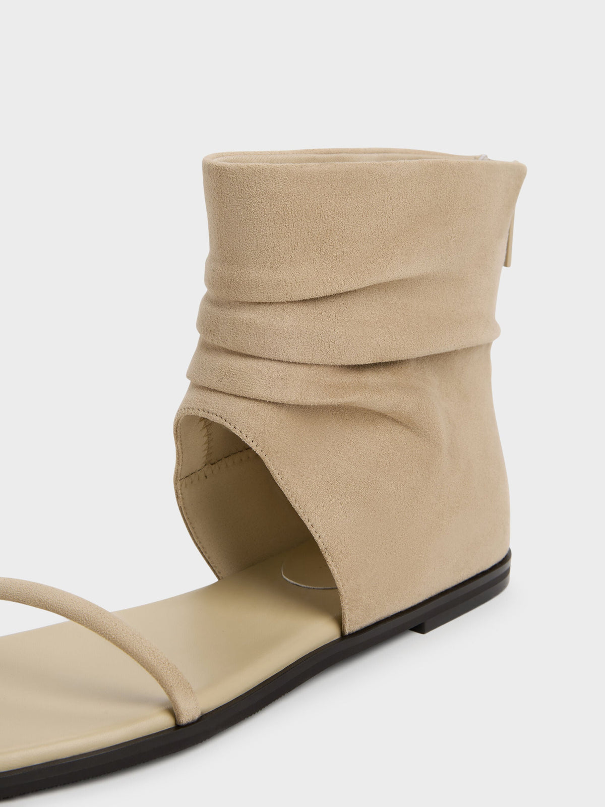 CHARLES & KEITH Signature / Joplin Ruched Faux Suede Boot Sandals - Beige