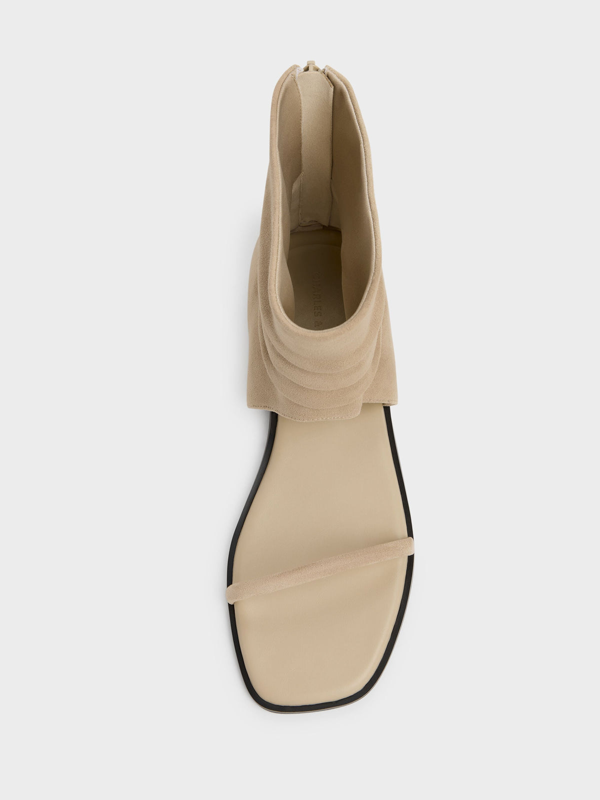 CHARLES & KEITH Signature / Joplin Ruched Faux Suede Boot Sandals - Beige