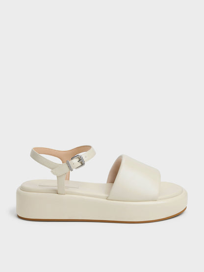 CHARLES & KEITH Popular / Ankle-Strap Flatform Sandals - Chalk
