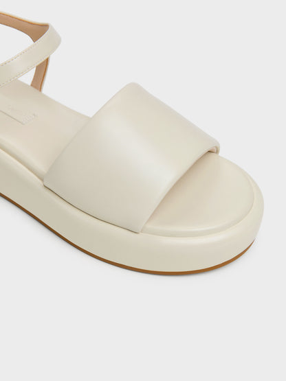 CHARLES & KEITH Popular / Ankle-Strap Flatform Sandals - Chalk