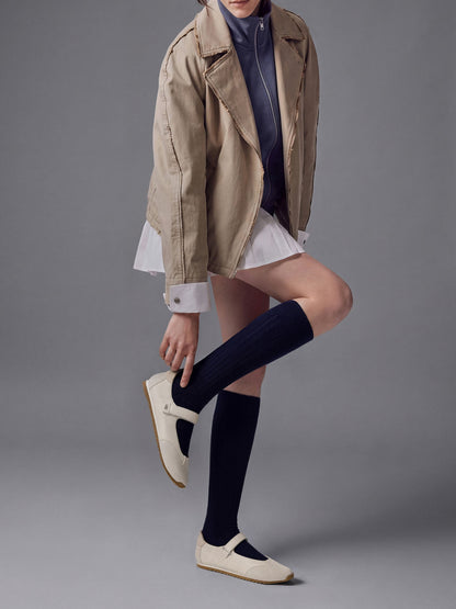 CHARLES & KEITH Latest / Jace Leather & Suede Mary Jane Sneakers - Chalk