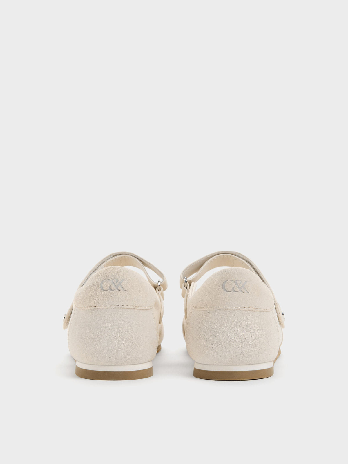 CHARLES & KEITH Latest / Jace Leather & Suede Mary Jane Sneakers - Chalk