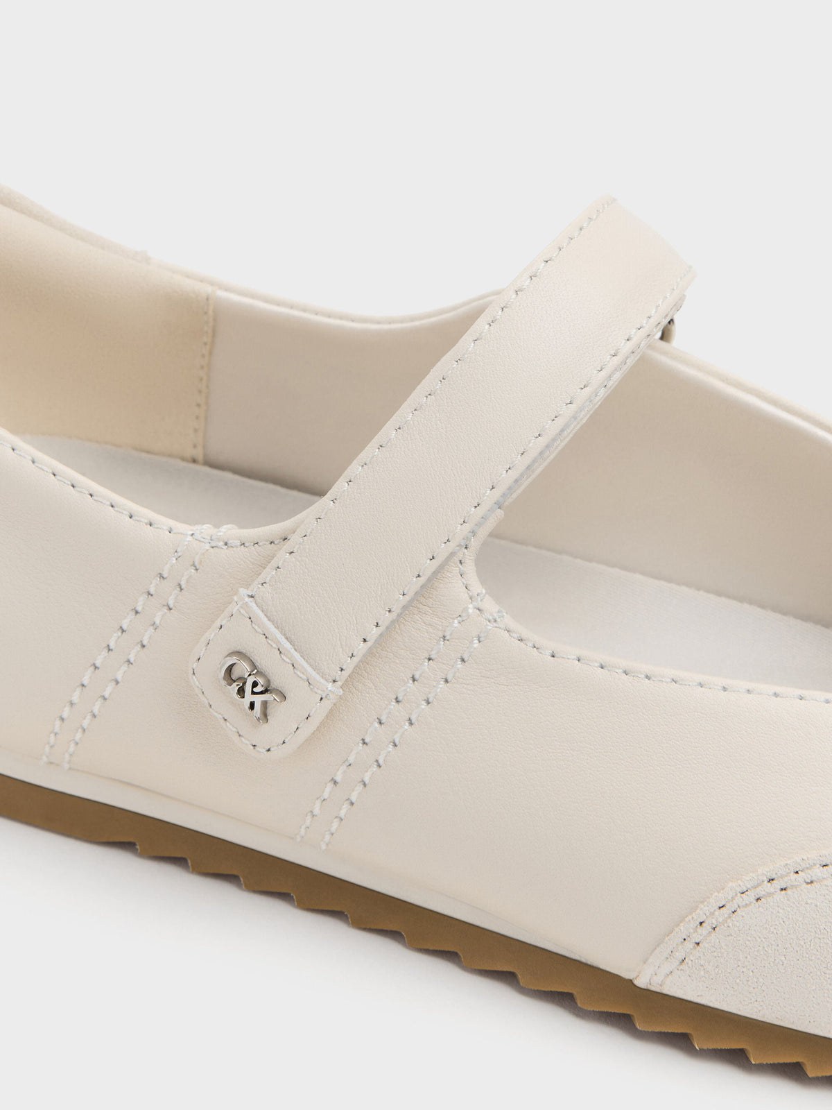 CHARLES & KEITH Latest / Jace Leather & Suede Mary Jane Sneakers - Chalk