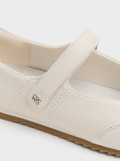 CHARLES & KEITH Latest / Jace Leather & Suede Mary Jane Sneakers - Chalk