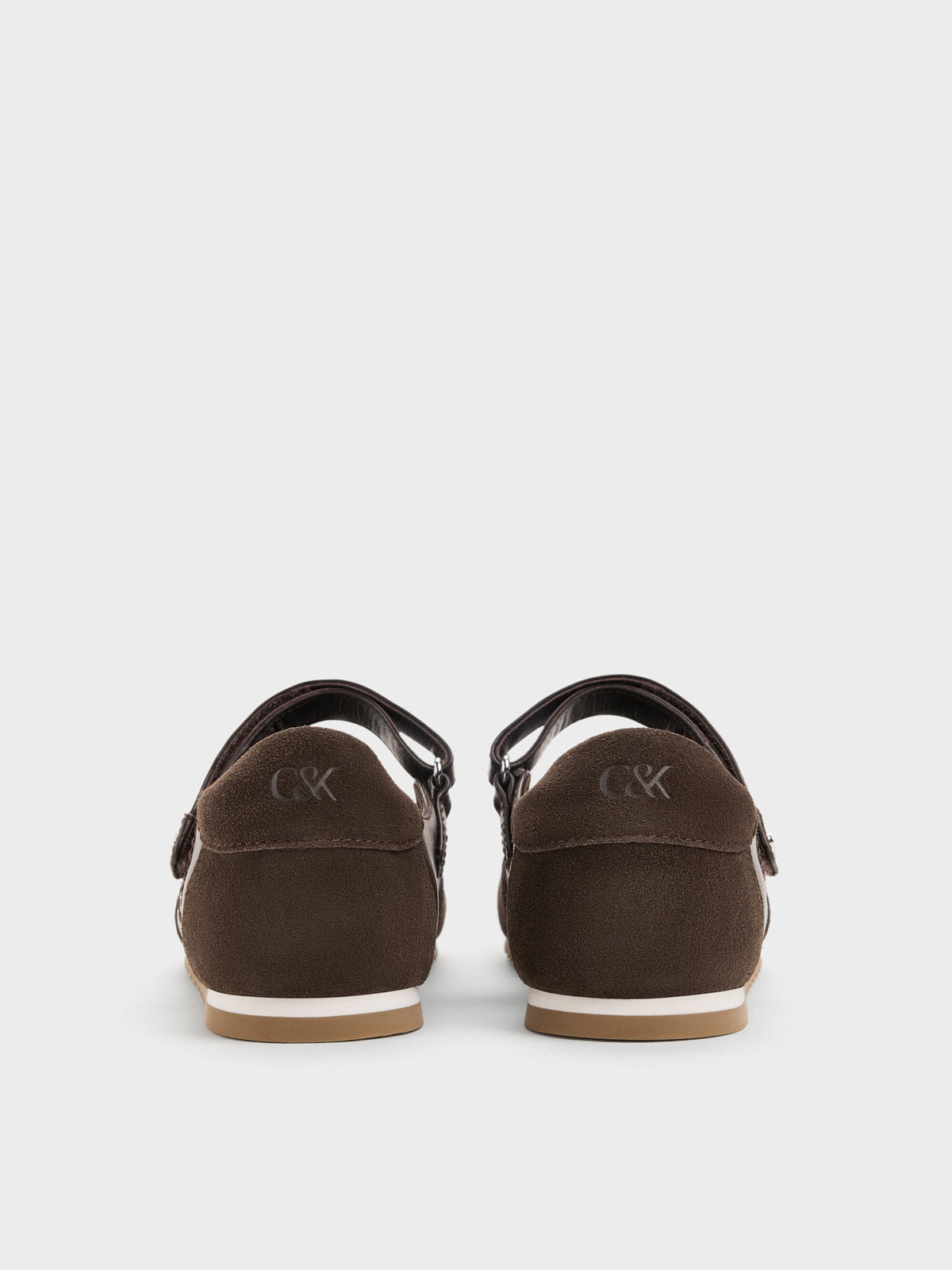 CHARLES & KEITH Great Value / Jace Leather & Suede Mary Jane Sneakers - Dark Brown