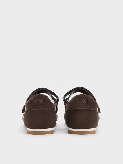 CHARLES & KEITH Great Value / Jace Leather & Suede Mary Jane Sneakers - Dark Brown
