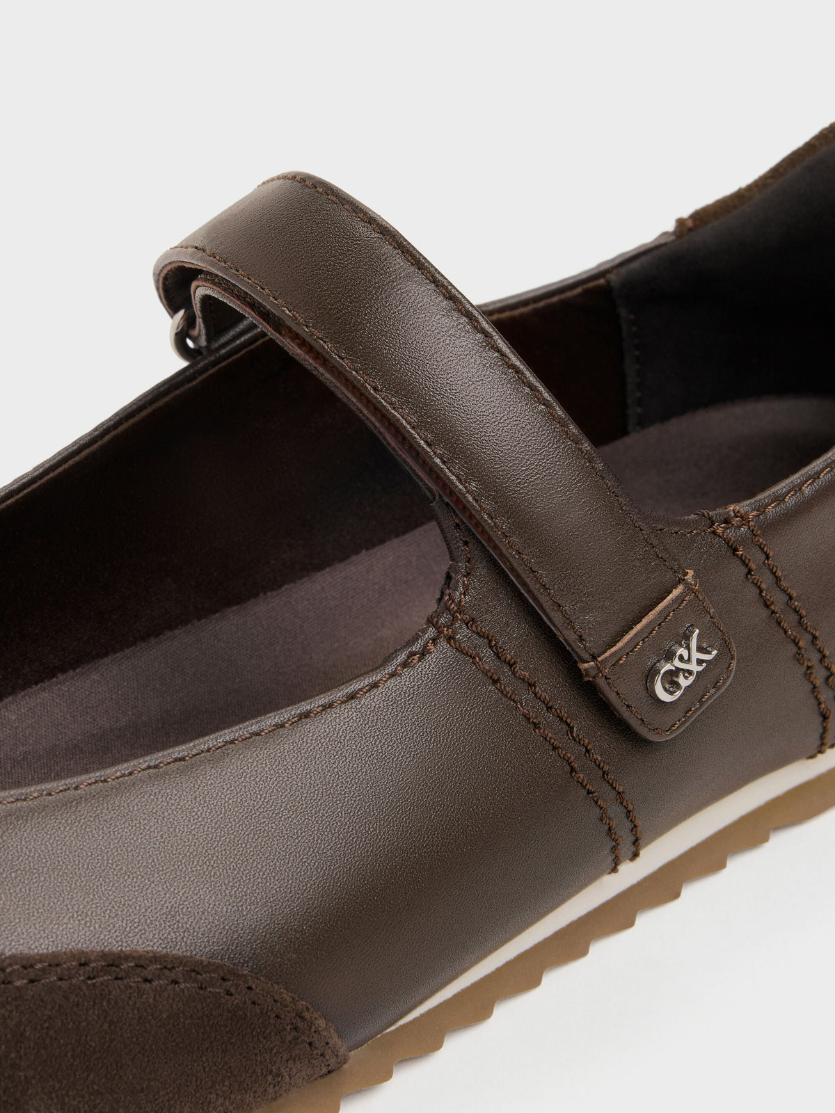 CHARLES & KEITH Great Value / Jace Leather & Suede Mary Jane Sneakers - Dark Brown