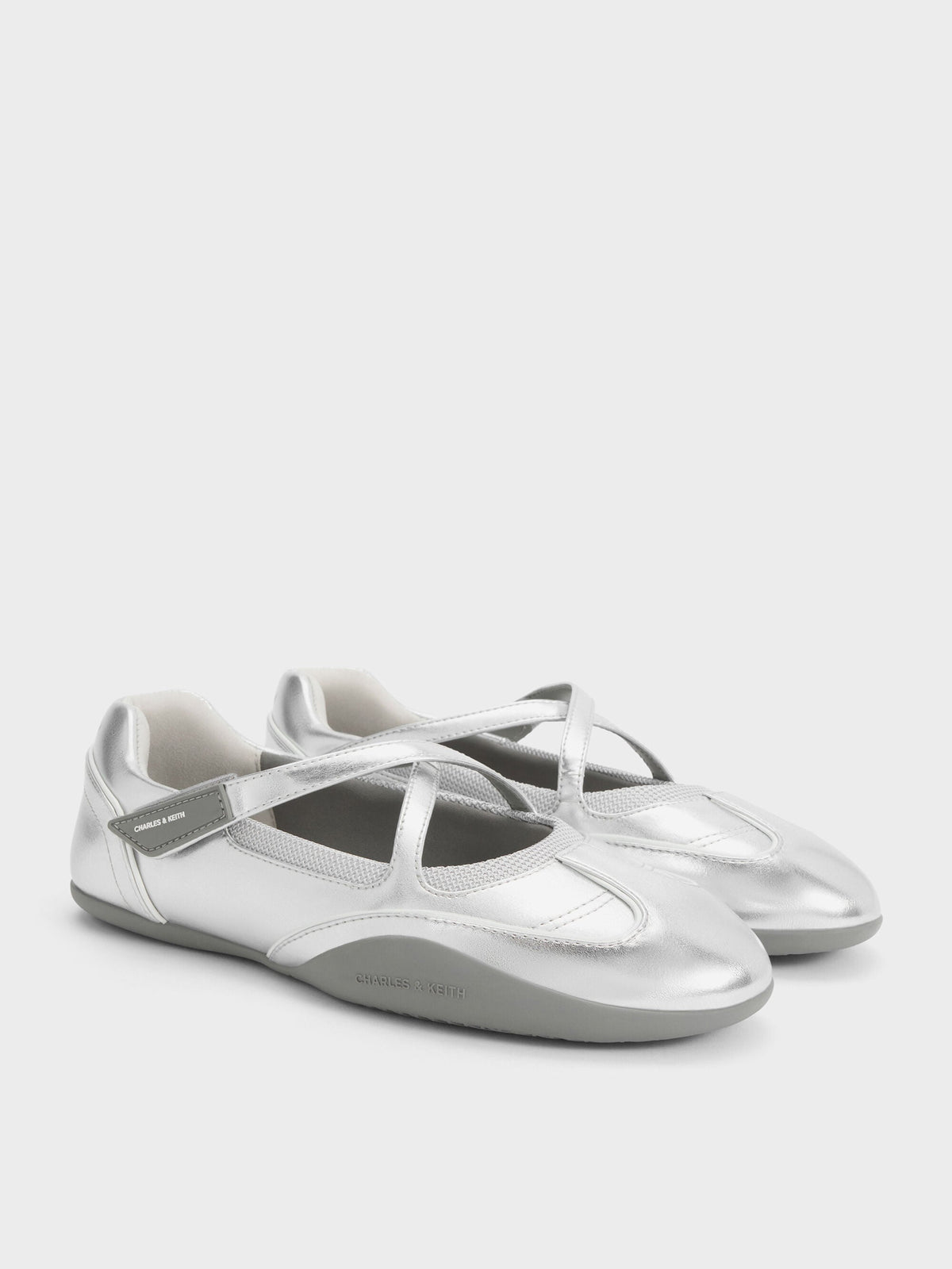 CHARLES & KEITH Smart Buy / Mika Crossover Mary Jane Sneakers - Silver