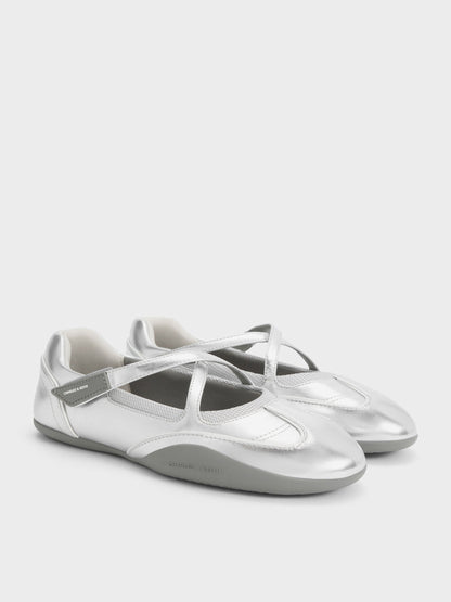CHARLES & KEITH Smart Buy / Mika Crossover Mary Jane Sneakers - Silver