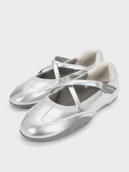 CHARLES & KEITH Smart Buy / Mika Crossover Mary Jane Sneakers - Silver