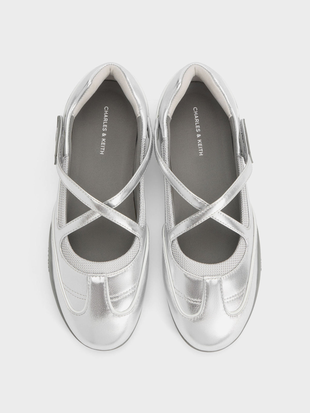 CHARLES & KEITH Smart Buy / Mika Crossover Mary Jane Sneakers - Silver