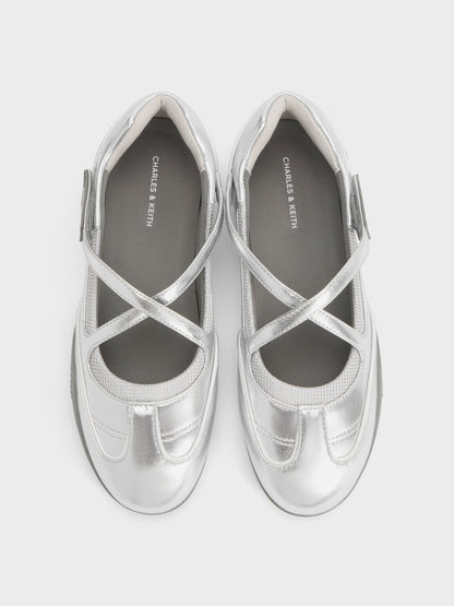 CHARLES & KEITH Smart Buy / Mika Crossover Mary Jane Sneakers - Silver