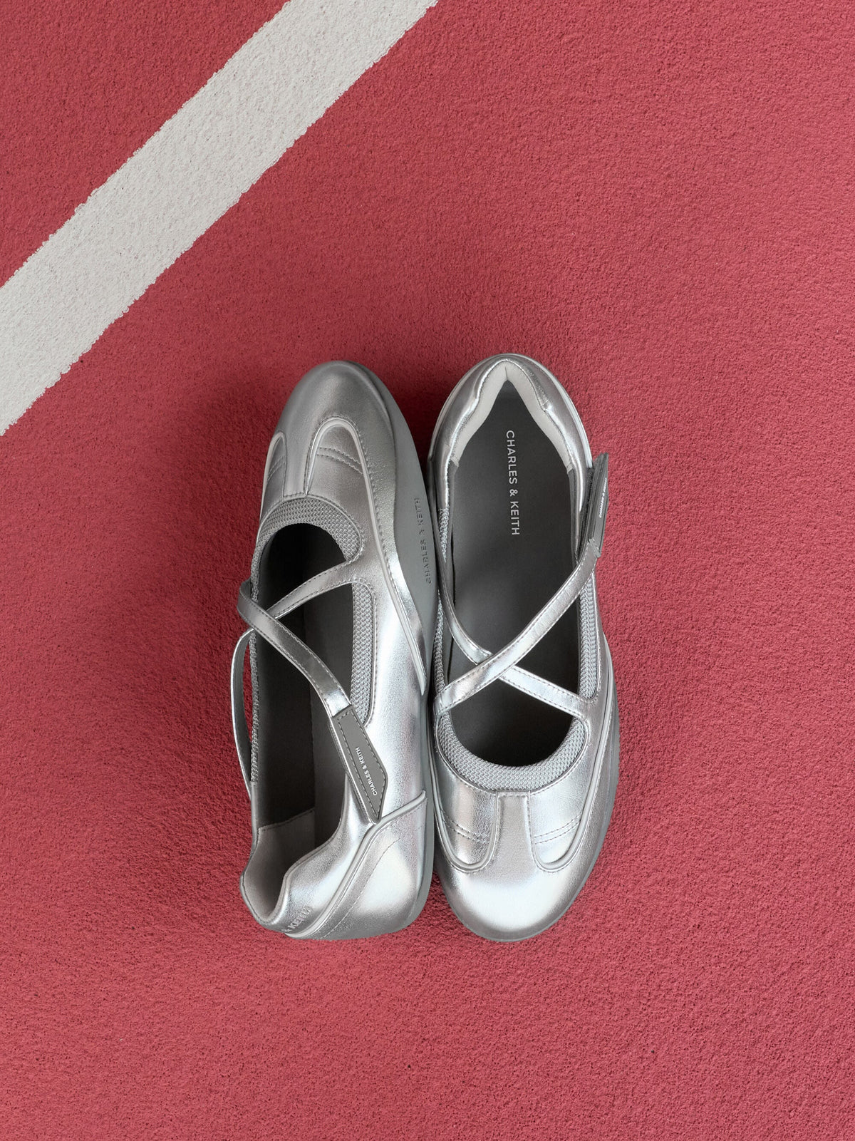 CHARLES & KEITH Smart Buy / Mika Crossover Mary Jane Sneakers - Silver