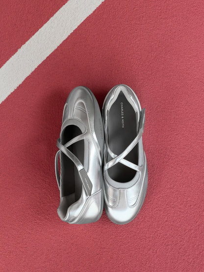 CHARLES & KEITH Smart Buy / Mika Crossover Mary Jane Sneakers - Silver