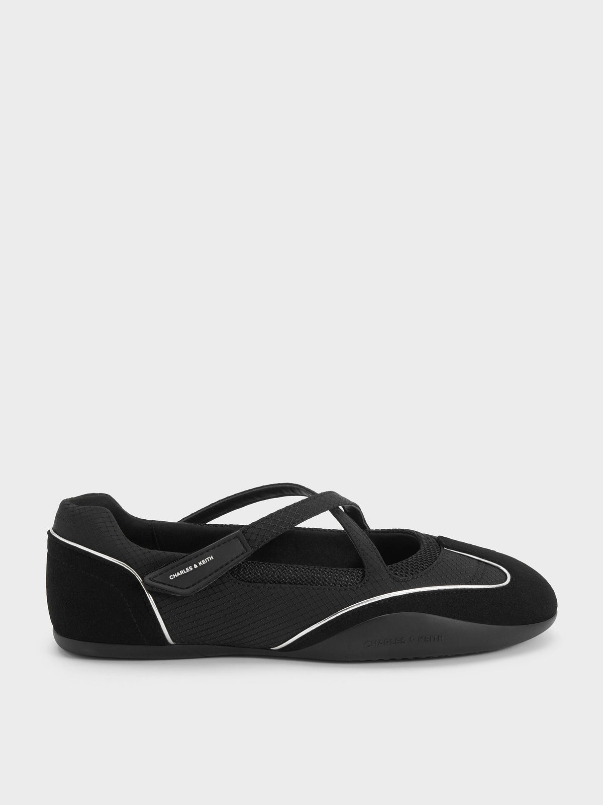 CHARLES & KEITH Recommended / Mika Crossover Mary Jane Sneakers - Black Textured