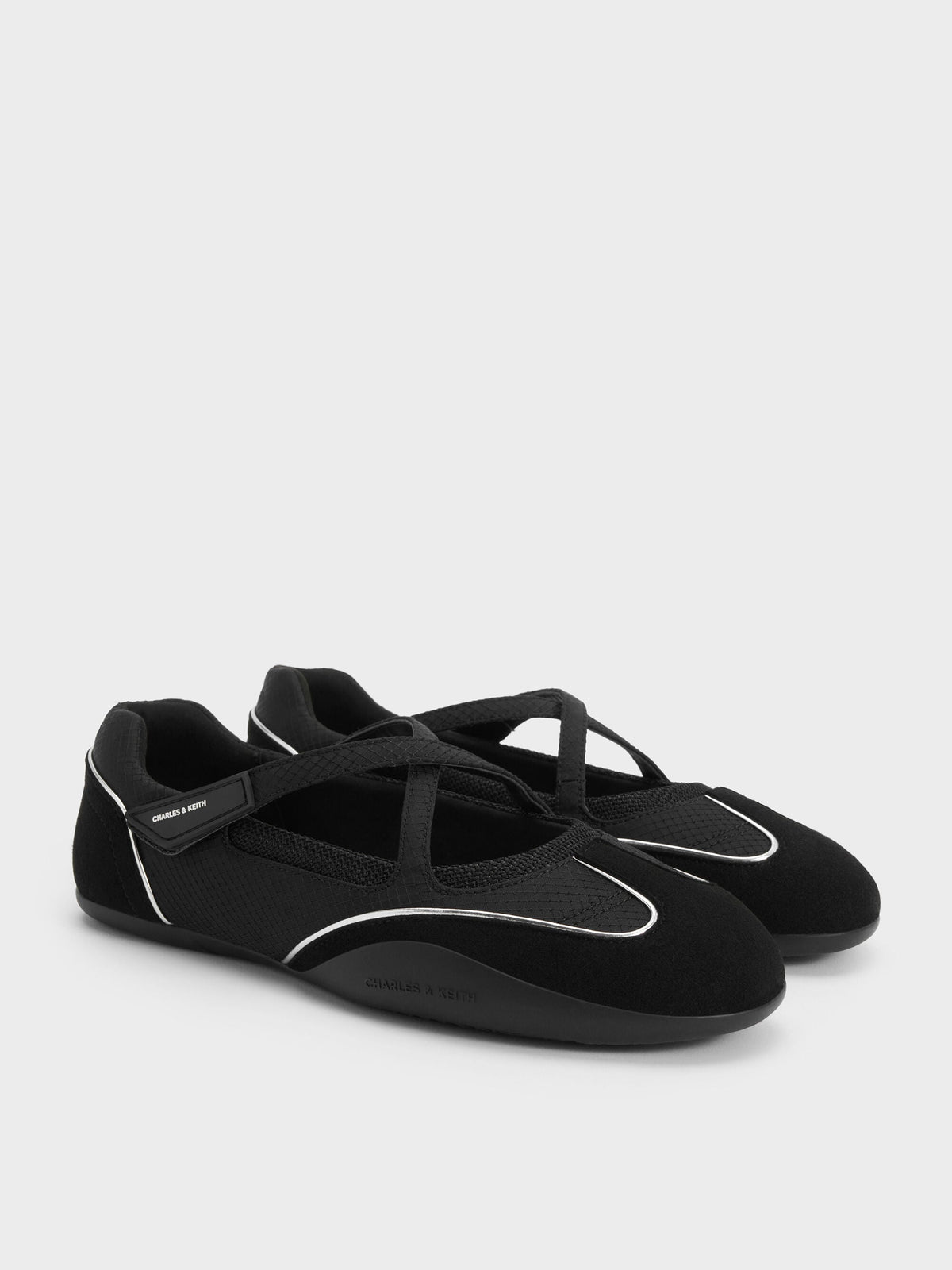 CHARLES & KEITH Recommended / Mika Crossover Mary Jane Sneakers - Black Textured