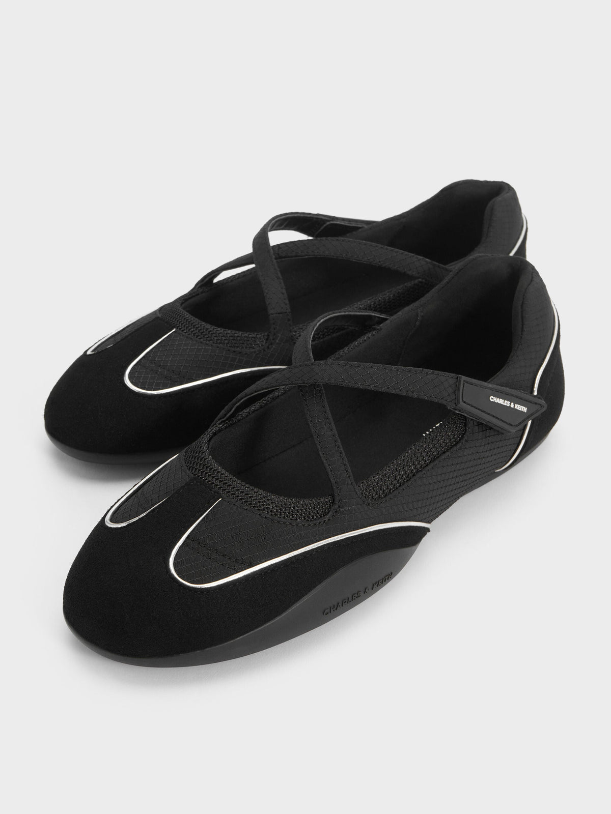 CHARLES & KEITH Recommended / Mika Crossover Mary Jane Sneakers - Black Textured