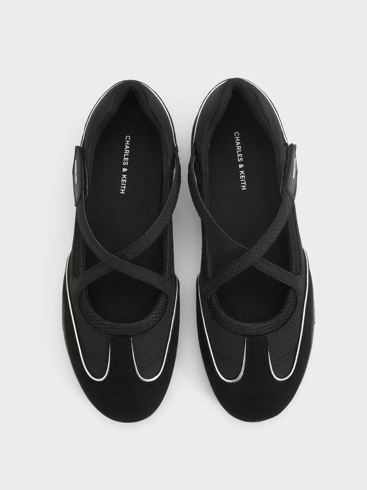 CHARLES & KEITH Recommended / Mika Crossover Mary Jane Sneakers - Black Textured