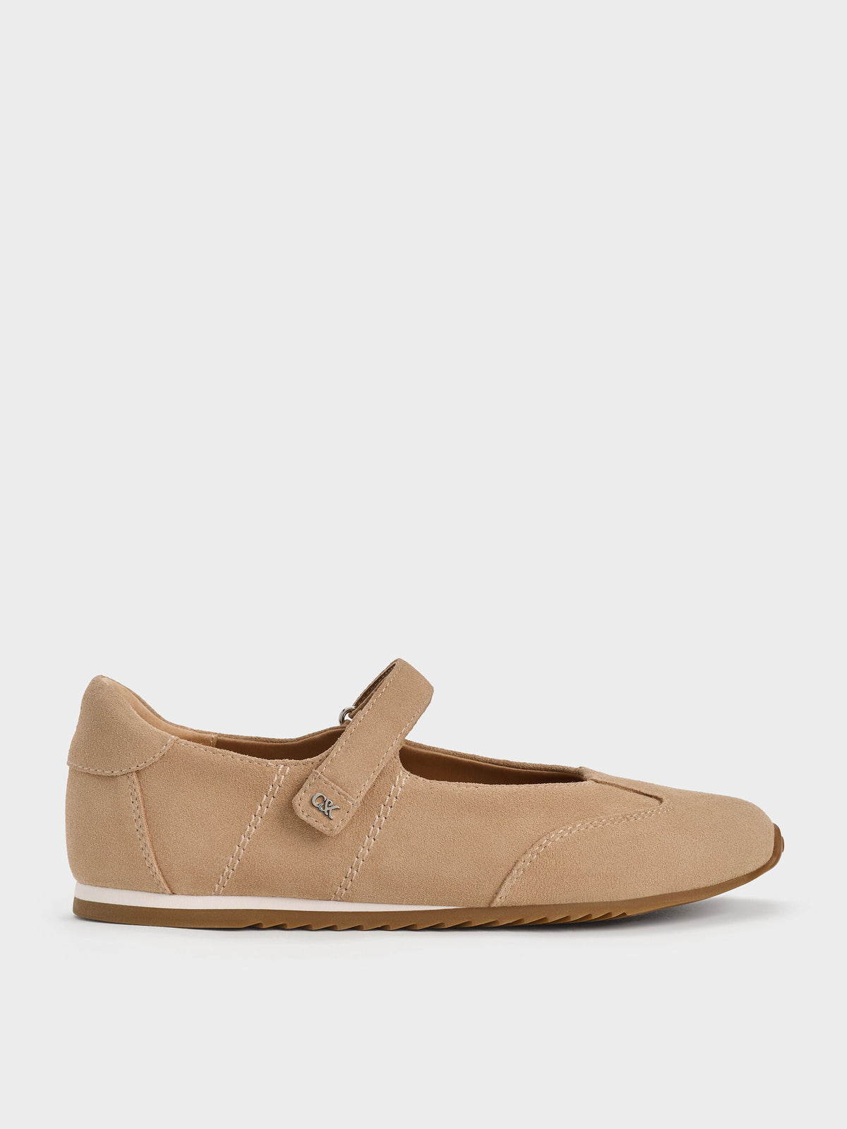 CHARLES & KEITH Premium / Jace Suede Mary Jane Sneakers - Beige