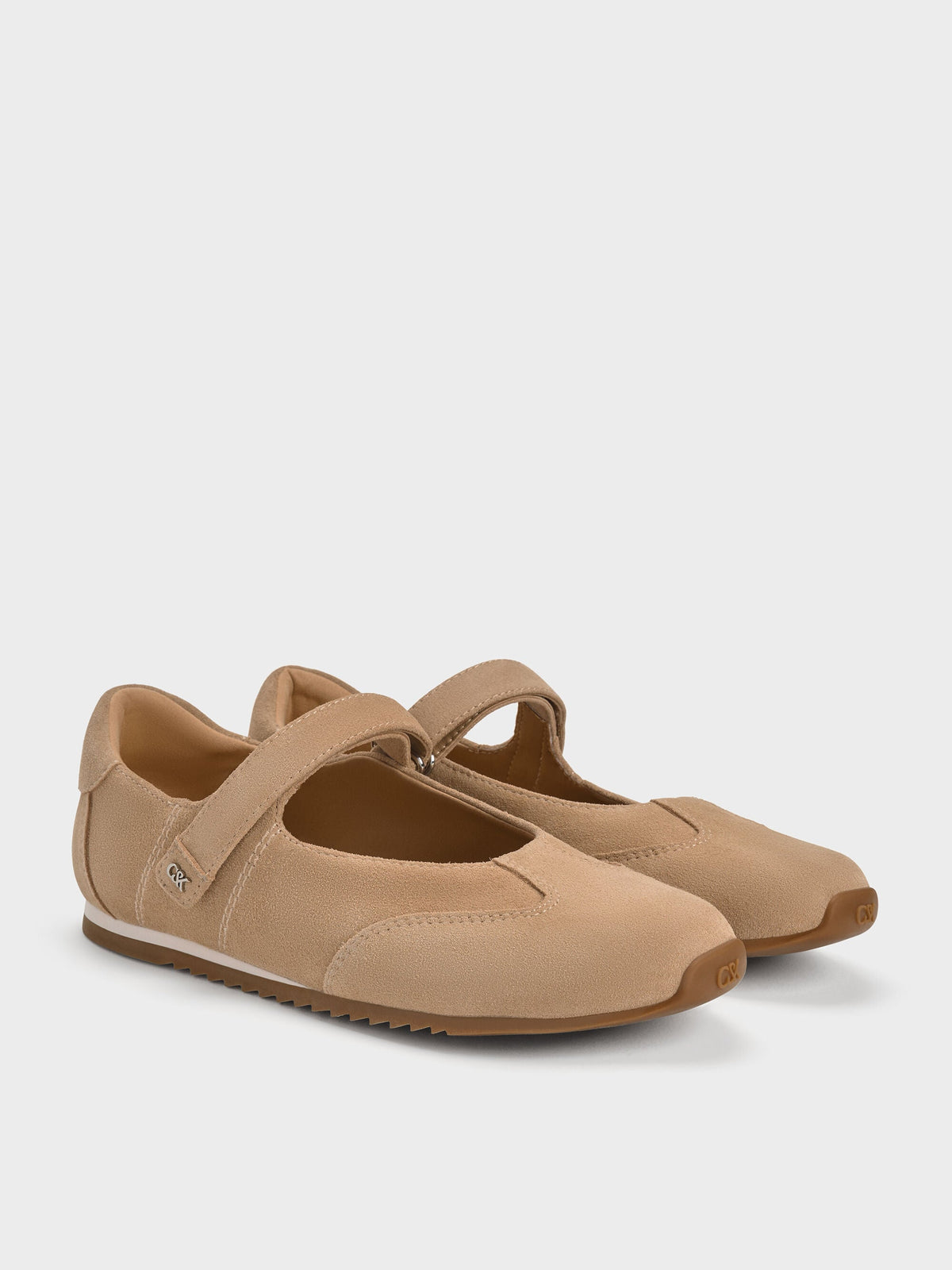 CHARLES & KEITH Premium / Jace Suede Mary Jane Sneakers - Beige