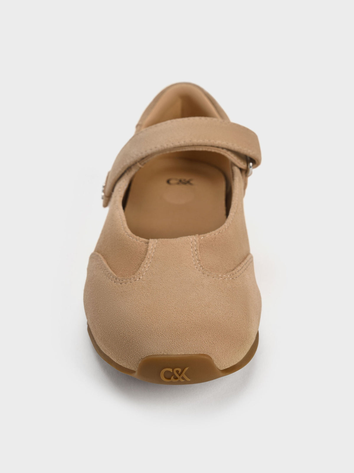 CHARLES & KEITH Premium / Jace Suede Mary Jane Sneakers - Beige