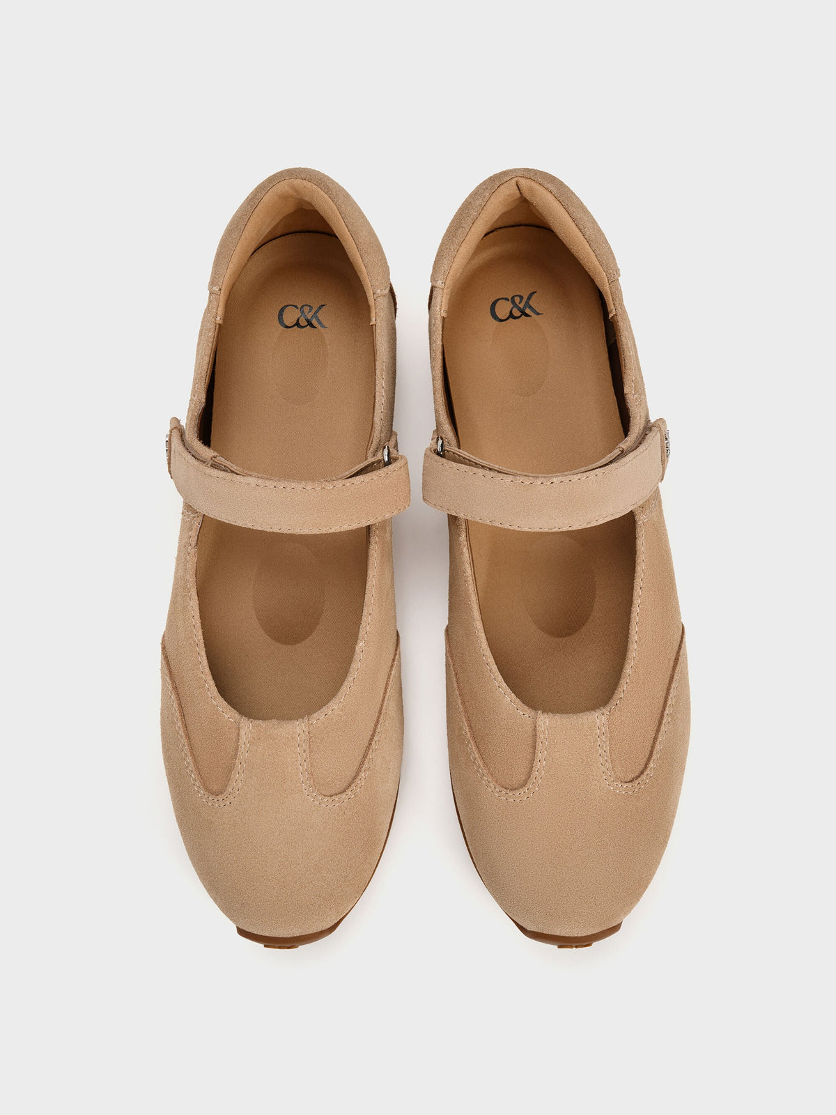 CHARLES & KEITH Premium / Jace Suede Mary Jane Sneakers - Beige