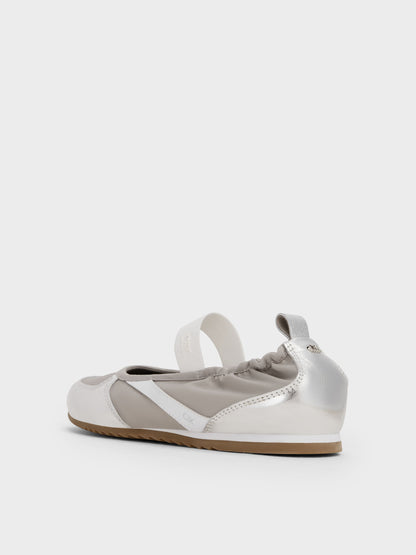 CHARLES & KEITH Essential / Jace Metallic Leather Mary Jane Sneakers - Silver